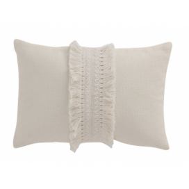 Krémový bavlněný polštář s třásněmi Fransen white off - 42*5*31cm J-Line by Jolipa
