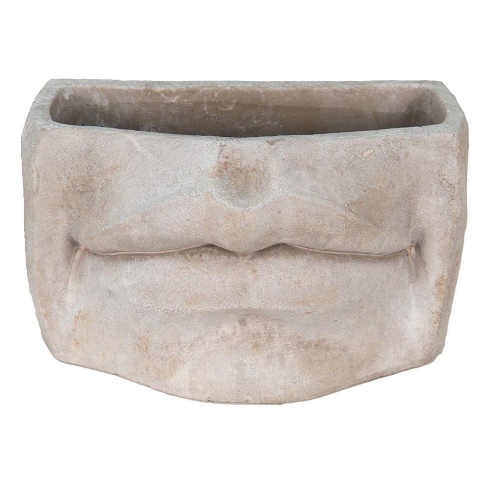 Usměvavý cementový květináč Mouth - 27*16*16 cm Clayre & Eef - LaHome - vintage dekorace