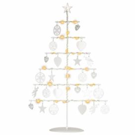 Nexos  Vánoční kovový dekorační strom - bílý, 25 LED, teple bílá