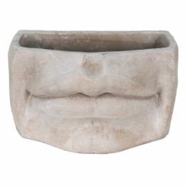 Usměvavý cementový květináč Mouth - 27*16*16 cm Clayre & Eef