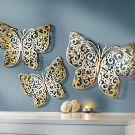 Weltbild Nástěnná dekorace Motýli s ornamenty, sada 3 ks