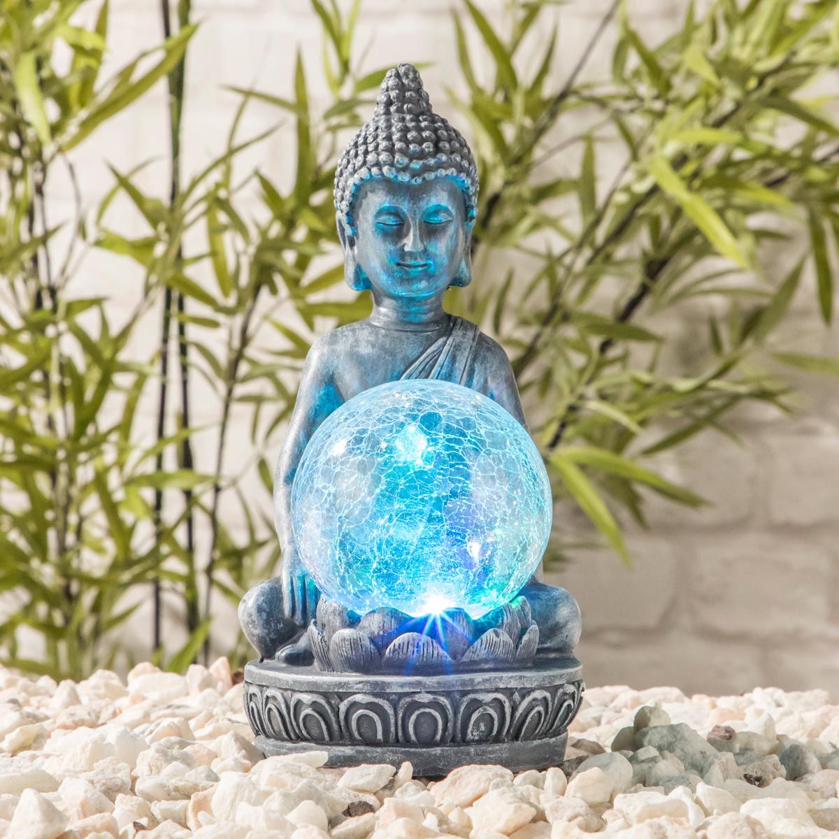 Haushalt international Solární dekorace Buddha se světelnou koulí - Velký Košík