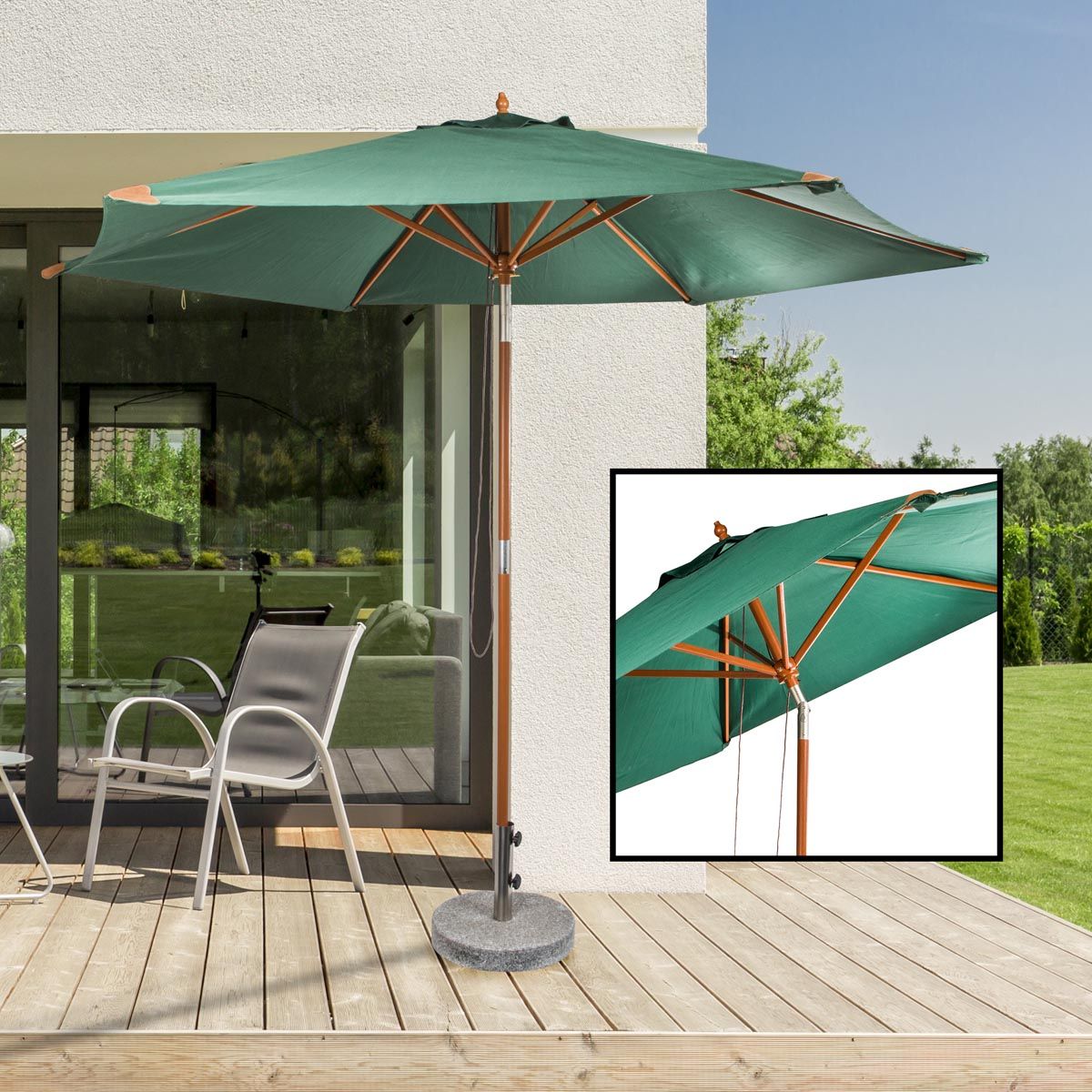 Haushalt international Dřevěný slunečník s UV 50+, 300 cm - Velký Košík