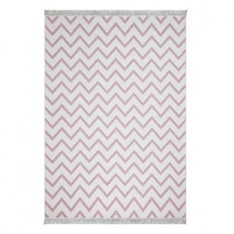 Bílo-růžový bavlněný koberec Oyo home Duo, 80 x 150 cm Bonami.cz