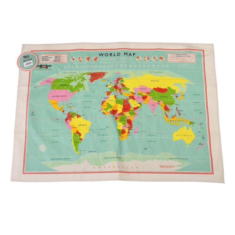 Bavlněná utěrka Rex London World Map, 50 x 70 cm - Bonami.cz