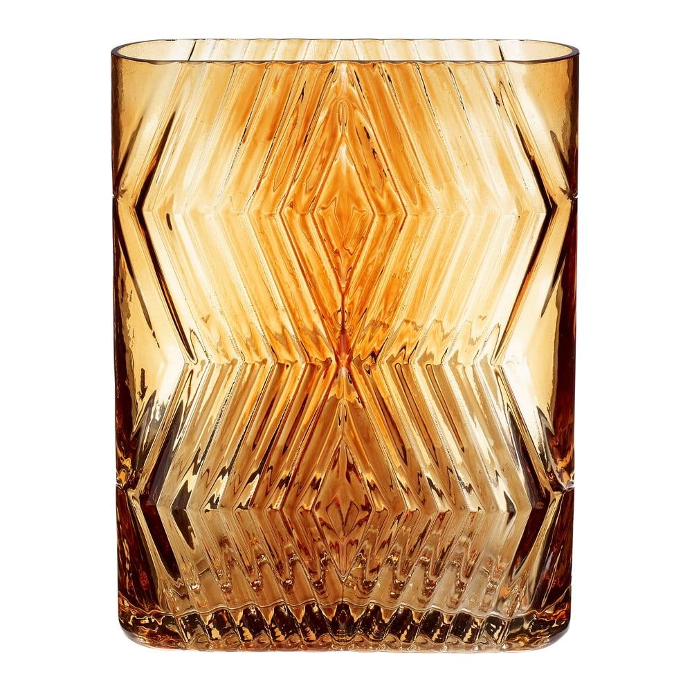 Oranžová skleněná váza Hübsch Deco, výška 18 cm - Bonami.cz