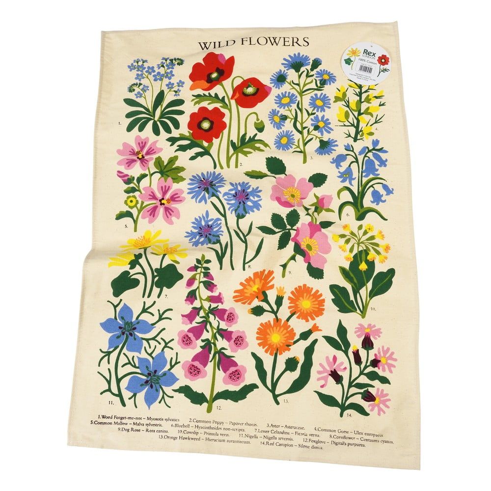Béžová bavlněná utěrka Rex London Wild Flowers, 50 x 70 cm - Bonami.cz
