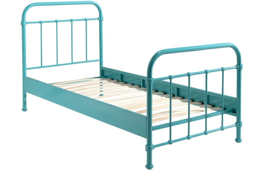 Zelená kovová postel Vipack New York 90 x 200 cm - Designovynabytek.cz
