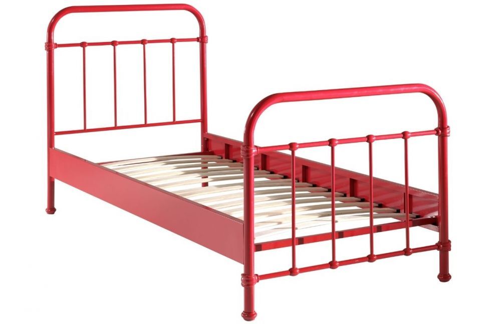 Červená kovová postel Vipack New York 90 x 200 cm - Designovynabytek.cz