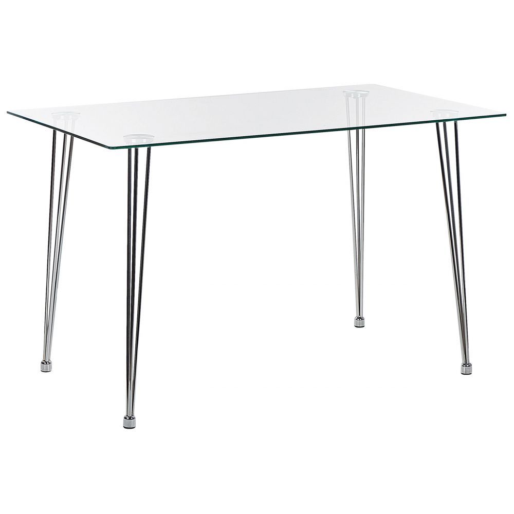 Jídelní stůl se skleněnou deskou 120 x 70 cm stříbrný WINSTON - Beliani.cz