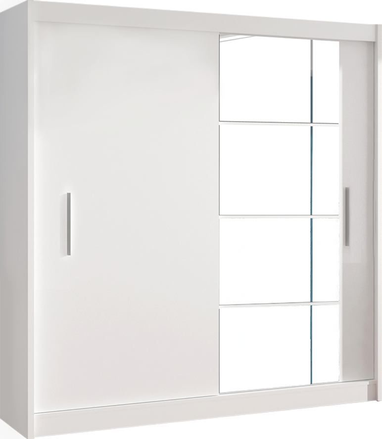 Skříň s posuvnými dveřmi, bílá, 180x215, LOW Mdum - M DUM.cz