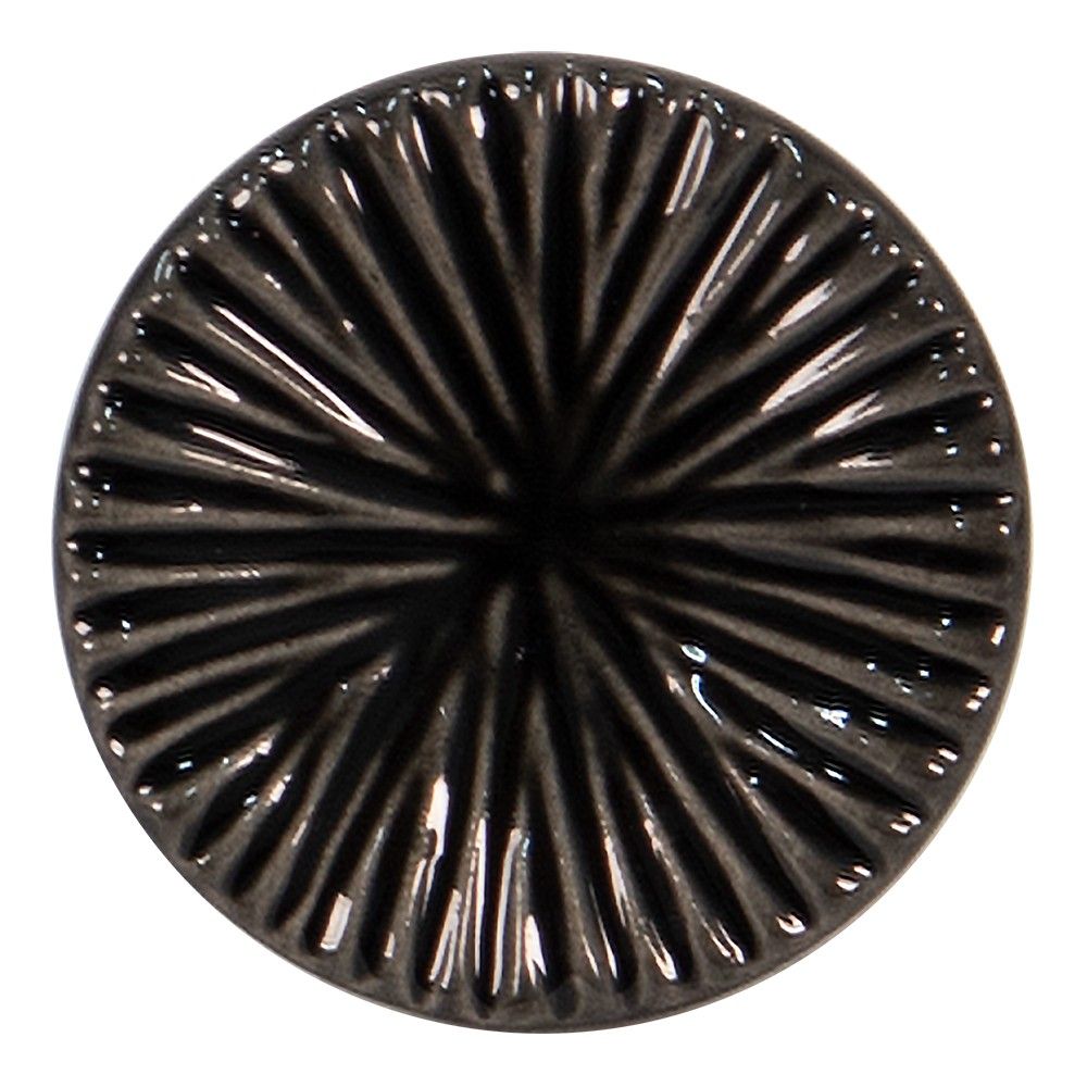 Černá kulatá keramická úchytka s rýhovaným zdobením Ratiel - Ø 4*3 cm Clayre & Eef - LaHome - vintage dekorace