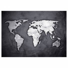 Atmosphera Samolepka na zeď s mapou světa, 50 x 70 cm, stříbro-černá