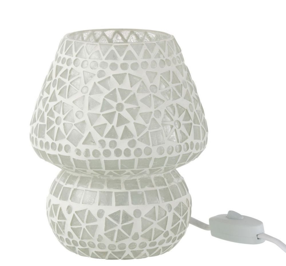 Bílá skleněná stolní lampička Mosaic - Ø14*17cm/ E14/ 40W J-Line by Jolipa - LaHome - vintage dekorace