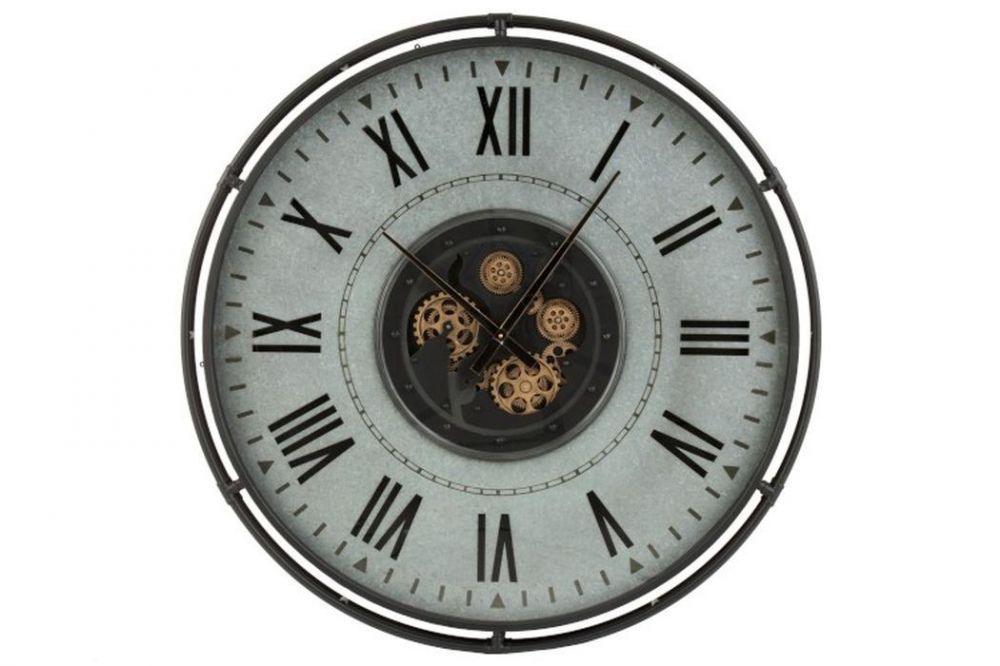 Kovové nástěnné hodiny s pohyblivým strojkem Romani - ∅109*9,5cm J-Line by Jolipa - LaHome - vintage dekorace