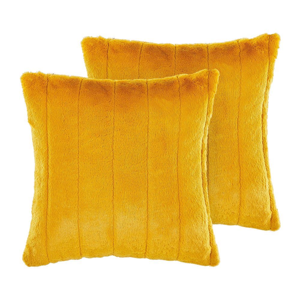Sada 2 plyšových polštářů 45 x 45 cm žlutá PUMILA - Beliani.cz