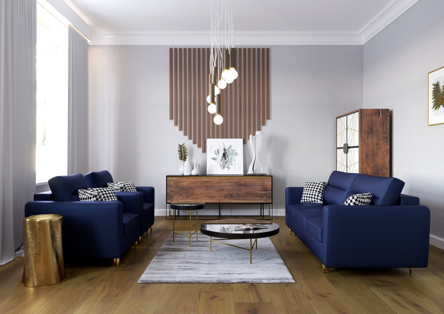 Obývací pokoj s dřevěnou podlahou Esco - Supellex