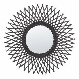 Nástěnné ratanové zrcadlo ve tvaru slunce ⌀ 60 cm černé TAGOLU Beliani.cz