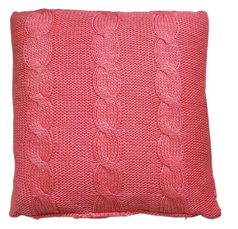 Malinovo růžový pletený polštář Lodge Raspberry - 60*60cm Colmore by Diga - LaHome - vintage dekorace