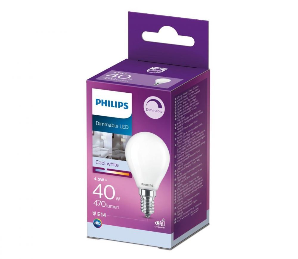Philips LED Stmívatelná žárovka Philips B35 E14/4,5W/230V 4000K  -  Svět-svítidel.cz