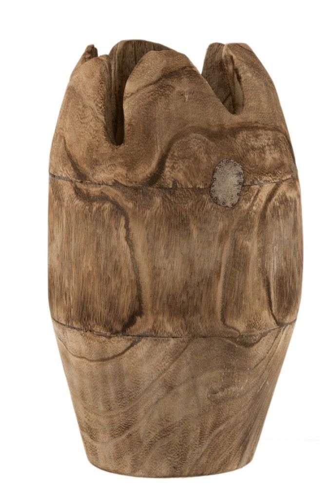 Dřevěná váza v přírodním provedení Inégal - ∅ 23*40,5 cm J-Line by Jolipa - LaHome - vintage dekorace