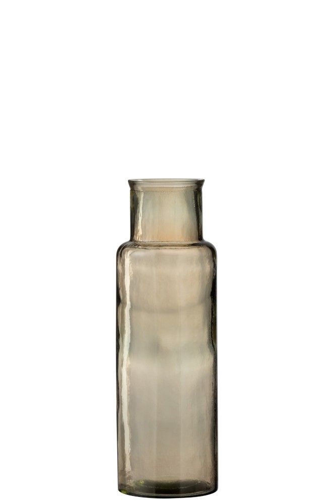 Hnědá úzká skleněná váza Cylinder M - 14,5*14,5*44,5 cm J-Line by Jolipa - LaHome - vintage dekorace