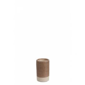 Hnědo krémová váza - 7*7*12 cm J-Line by Jolipa