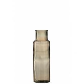 Hnědá úzká skleněná váza Cylinder M - 14,5*14,5*44,5 cm J-Line by Jolipa