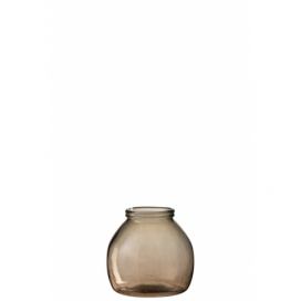 Transparentní svicen na čajovou svíčku se zdobením a kamínky Volve S - Ø  6,5*6,5 cm J-Line by Jolipa