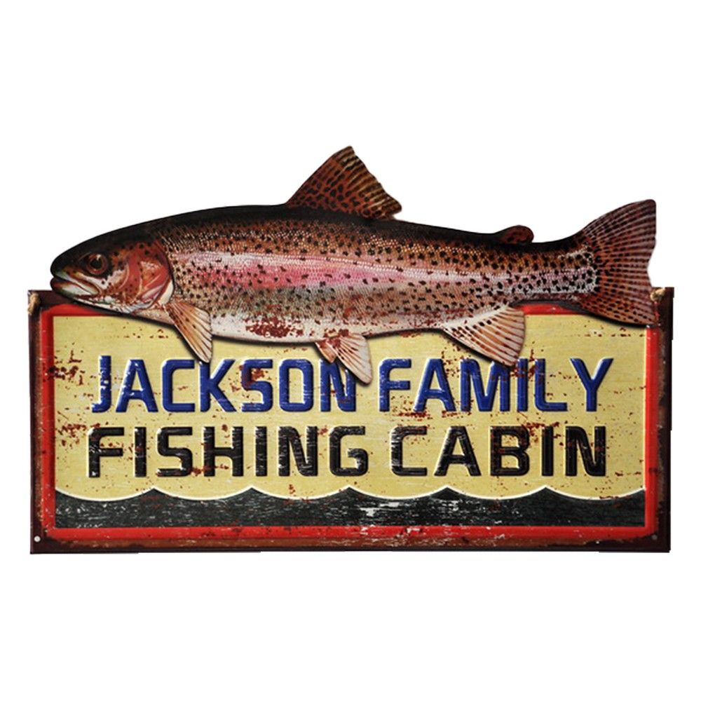 Kovová nástěnná cedule Fishing Cabin - 61*1*39 cm Clayre & Eef - LaHome - vintage dekorace