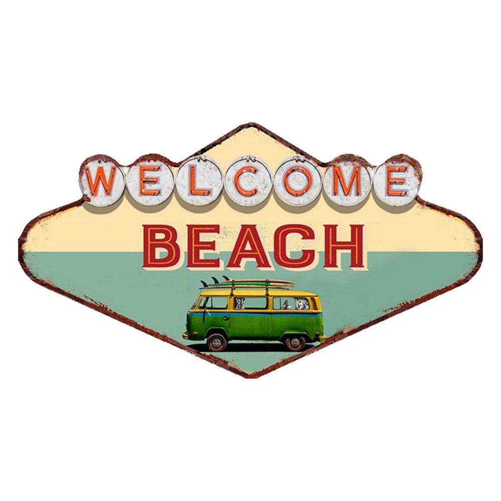 Kovová nástěnná cedule Welcome Beach - 49*1*27 cm Clayre & Eef - LaHome - vintage dekorace