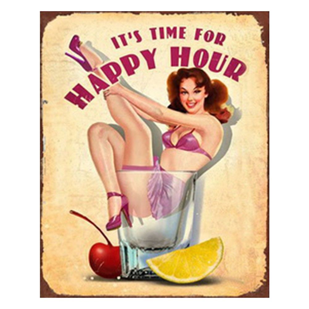 Kovová nástěnná cedule Happy Hour - 20*1*25 cm Clayre & Eef - LaHome - vintage dekorace