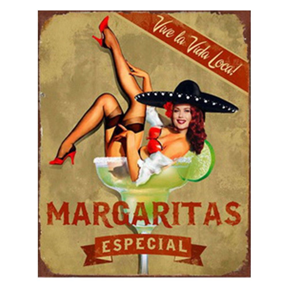 Kovová nástěnná cedule Margaritas - 20*1*25 cm Clayre & Eef - LaHome - vintage dekorace