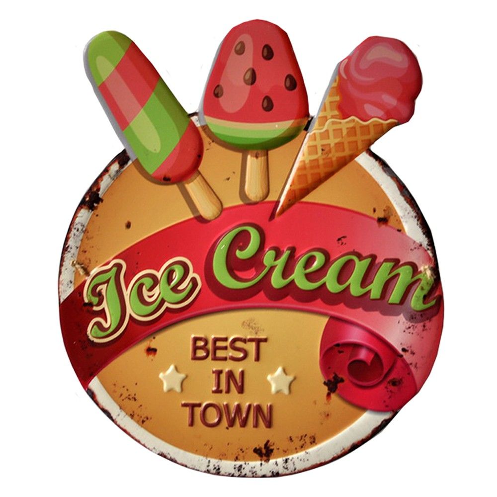 Nástěnná kovová cedule se zmrzlinou Ice Cream - 38*1*45 cm Clayre & Eef - LaHome - vintage dekorace