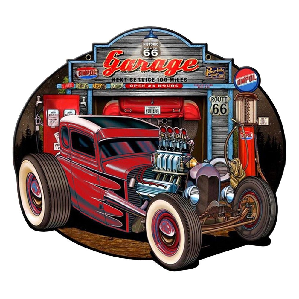 Nástěnná kovová cedule Route 66 - Garage - 50*1*43 cm Clayre & Eef - LaHome - vintage dekorace
