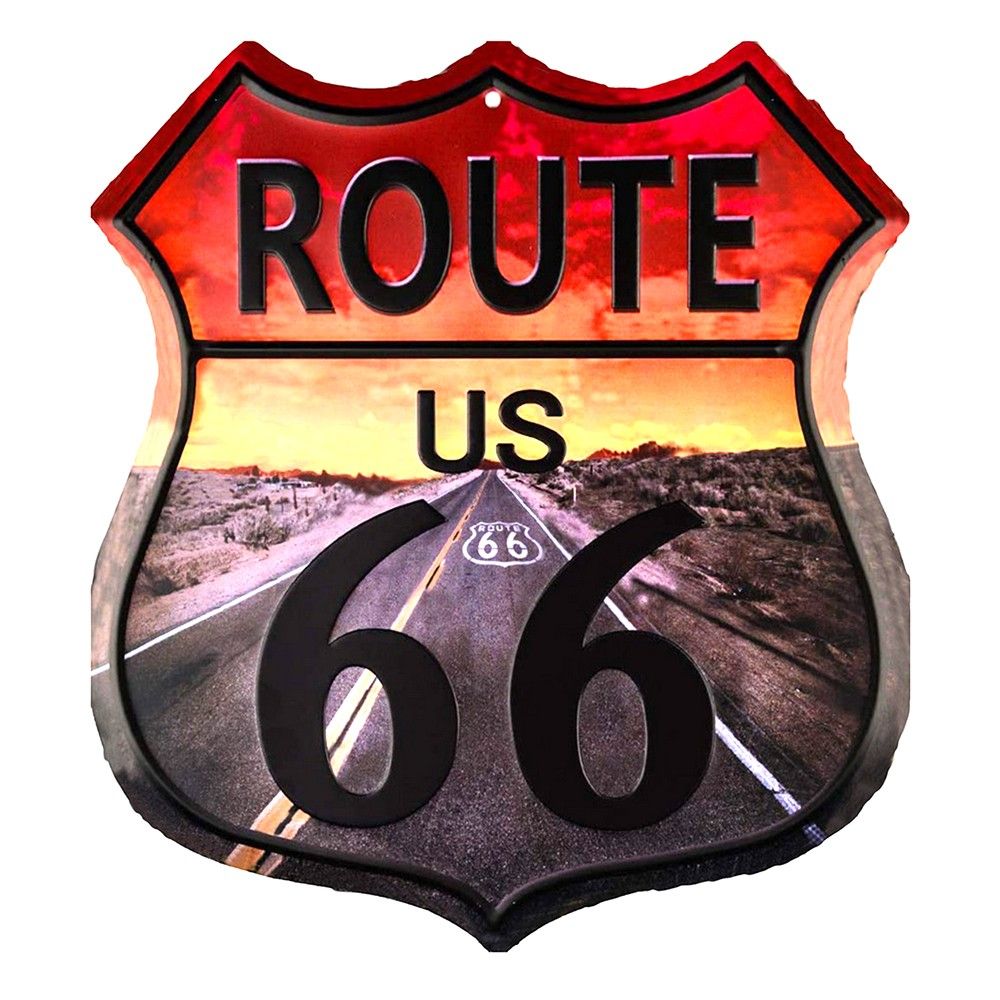 Nástěnná kovová cedule Route 66 - 45*1*50 cm Clayre & Eef - LaHome - vintage dekorace
