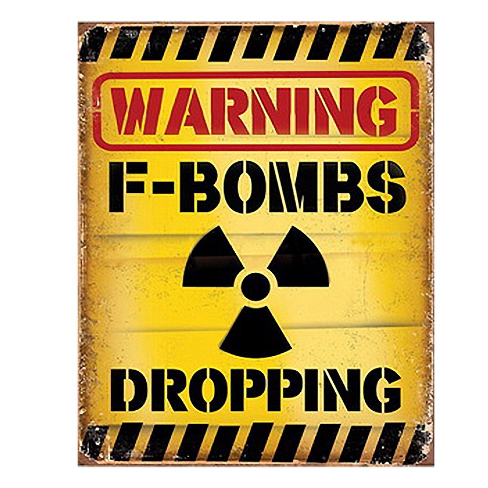 Žlutá nástěnná cedule Warning Bombs Dropping - 20*1*25 cm Clayre & Eef - LaHome - vintage dekorace
