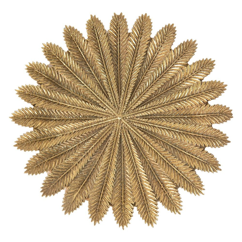 Zlatý dekorační talíř s dekorem listů Spie - Ø 25*1 cm Clayre & Eef - LaHome - vintage dekorace