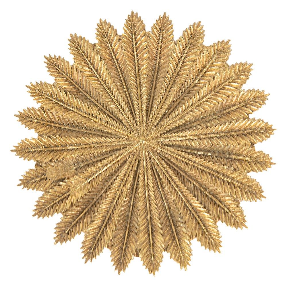 Zlatý dekorační talířek s dekorem listů Spie - Ø20*2 cm Clayre & Eef - LaHome - vintage dekorace