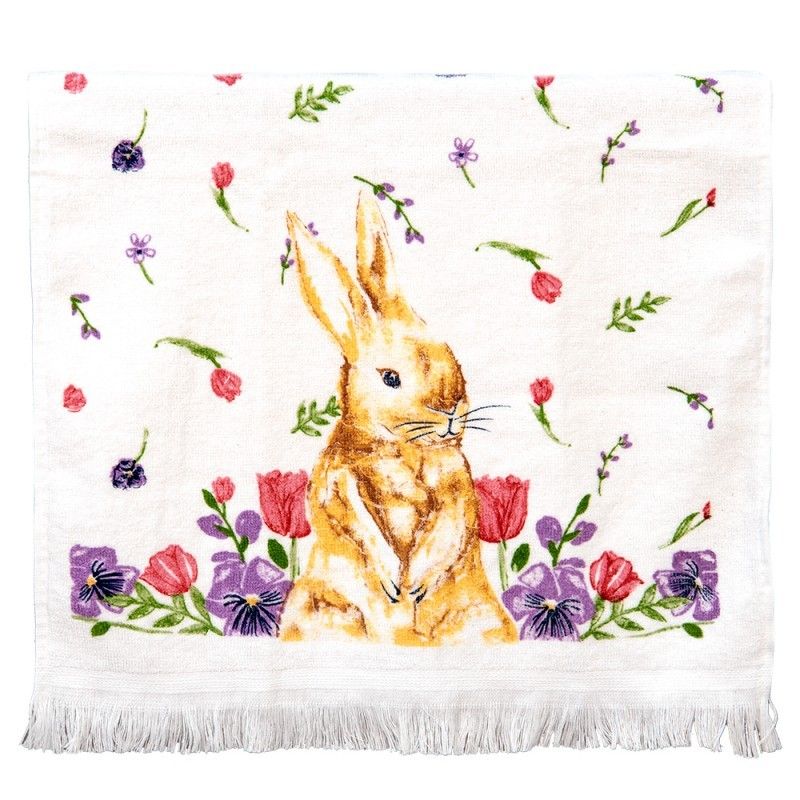 Kuchyňský froté ručník s králíčkem Happy Bunny - 40*66 cm Clayre & Eef - LaHome - vintage dekorace