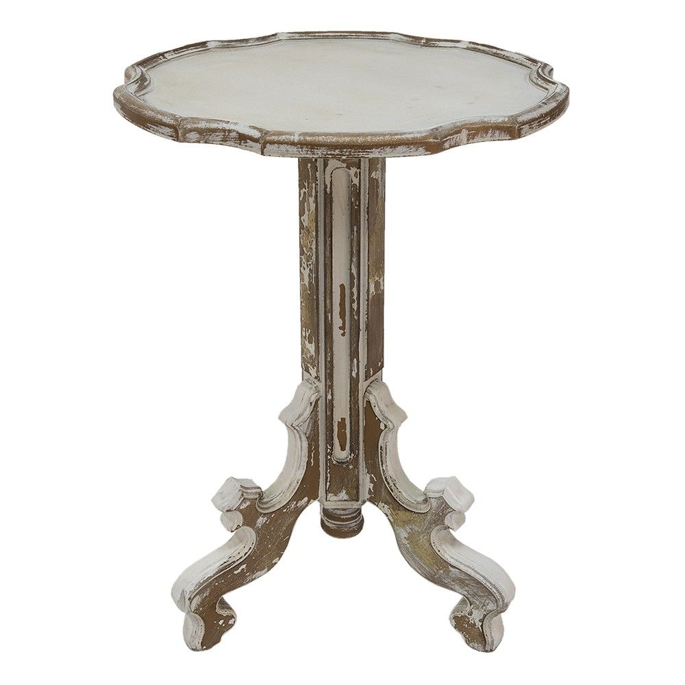 Dřevěný vintage odkládací stolek s výraznou patinou Diome - Ø 54*75 cm Clayre & Eef - LaHome - vintage dekorace