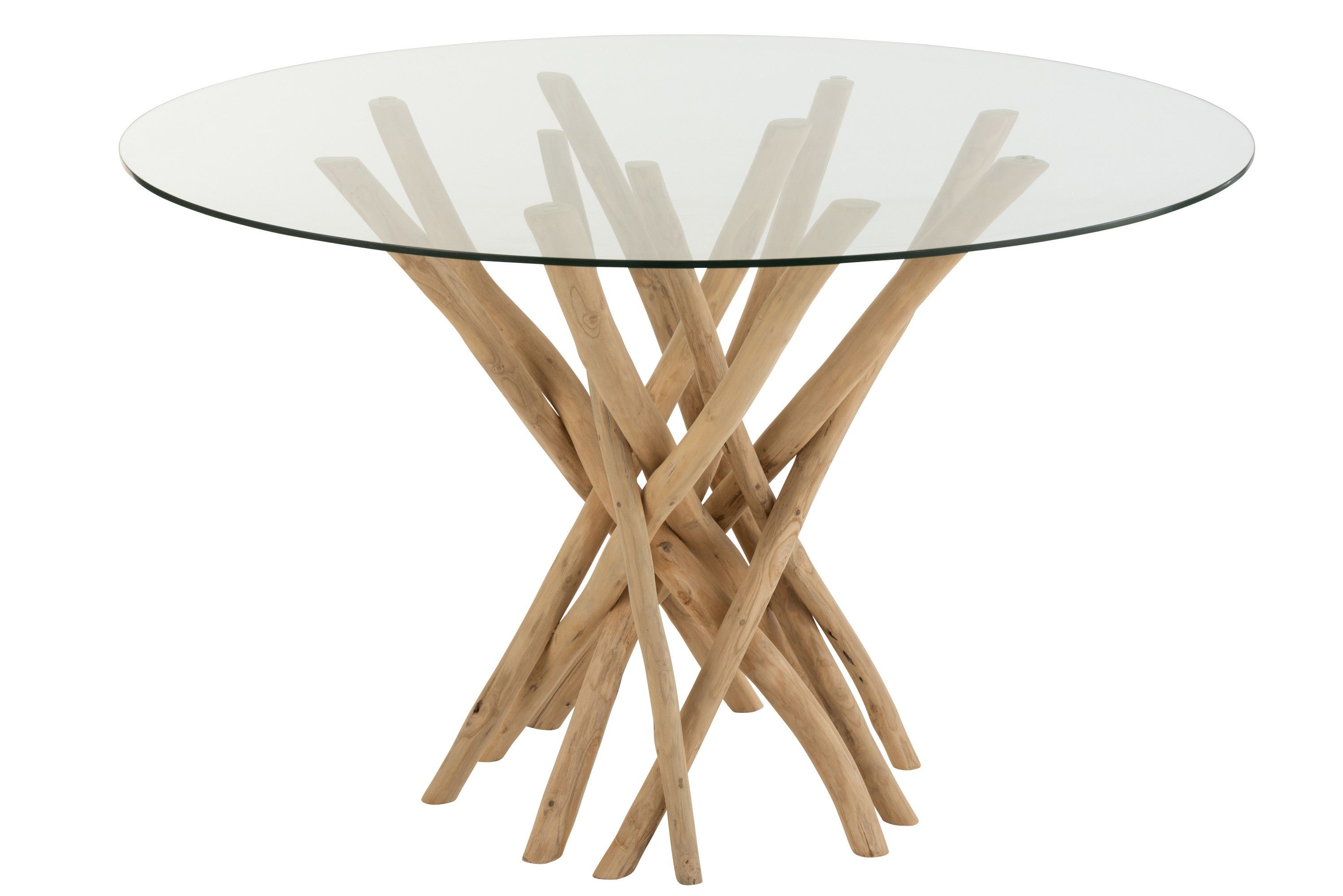 Jídelní kulatý dřevěný stůl se skleněnou deskou Branches - Ø120*75 cm J-Line by Jolipa - LaHome - vintage dekorace