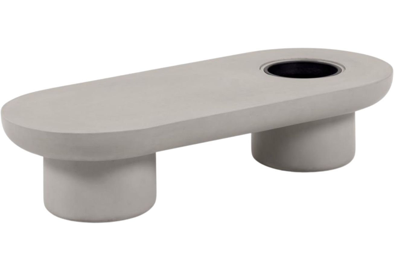 Šedý betonový zahradní konferenční stolek Kave Home Taimi 140 x 60 cm - Designovynabytek.cz