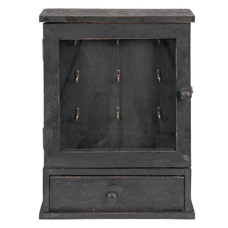 Černá antik dřevěná retro skříňka na klíče Recie - 36*9*47 cm Clayre & Eef - LaHome - vintage dekorace