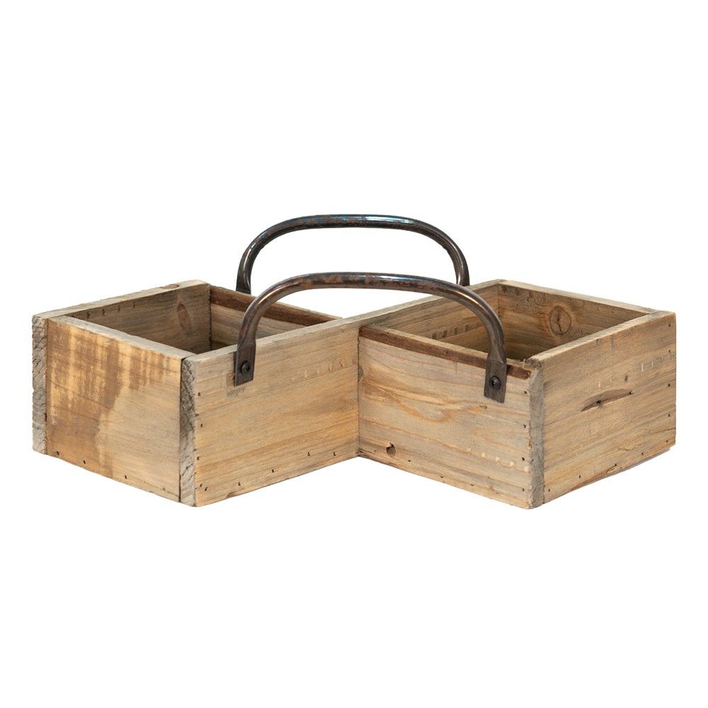 Dřevěný dekorační box s kovovými uchy - 38*22*9 cm Clayre & Eef - LaHome - vintage dekorace