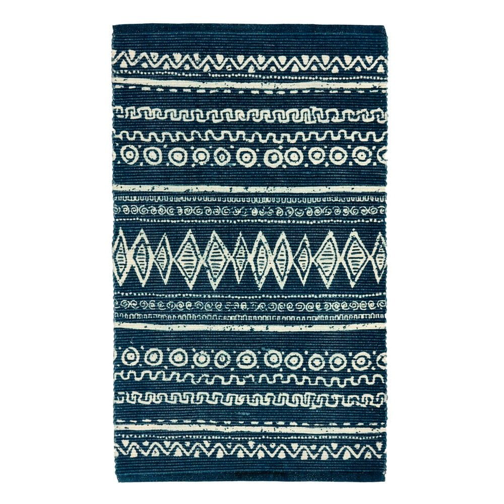 Modro-bílý bavlněný koberec Webtappeti Ethnic, 55 x 110 cm - Bonami.cz