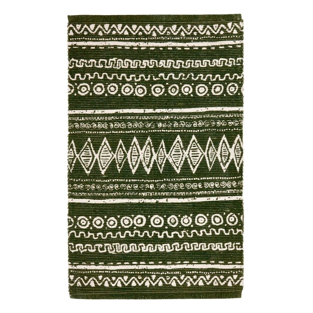 Zeleno-bílý bavlněný koberec Webtappeti Ethnic, 55 x 110 cm - Bonami.cz