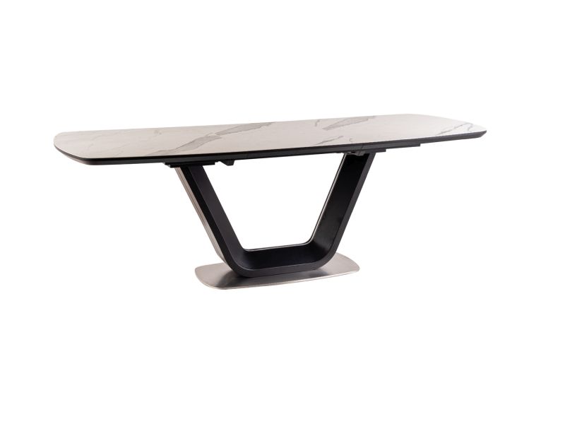 Stůl rozkládací Armani 160(220)X90 ceramic Bílý/Černý mat mramorový efekt - Nabytek-Bogart.cz