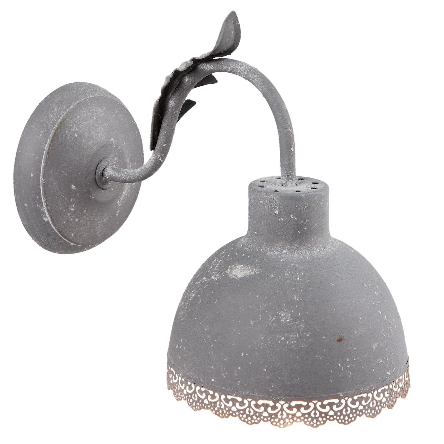 Nástěnná šedá vintage lampa - 15*26*24 cm Clayre & Eef - LaHome - vintage dekorace