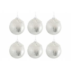 Sada bílo stříbrných vánočních koulí ( 6ks) - 29,9*20,5*9,5 cm J-Line by Jolipa